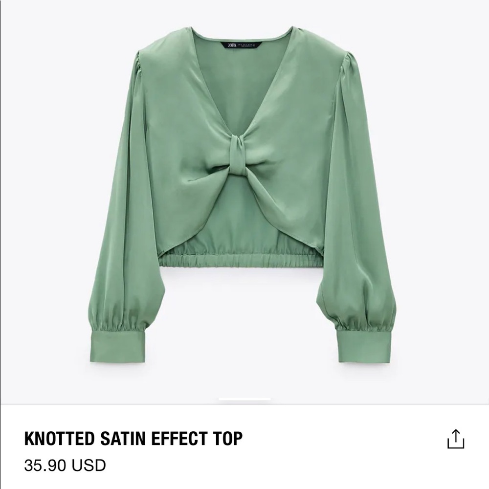 ZARA KNOTTED EFFECT SATIN TOP